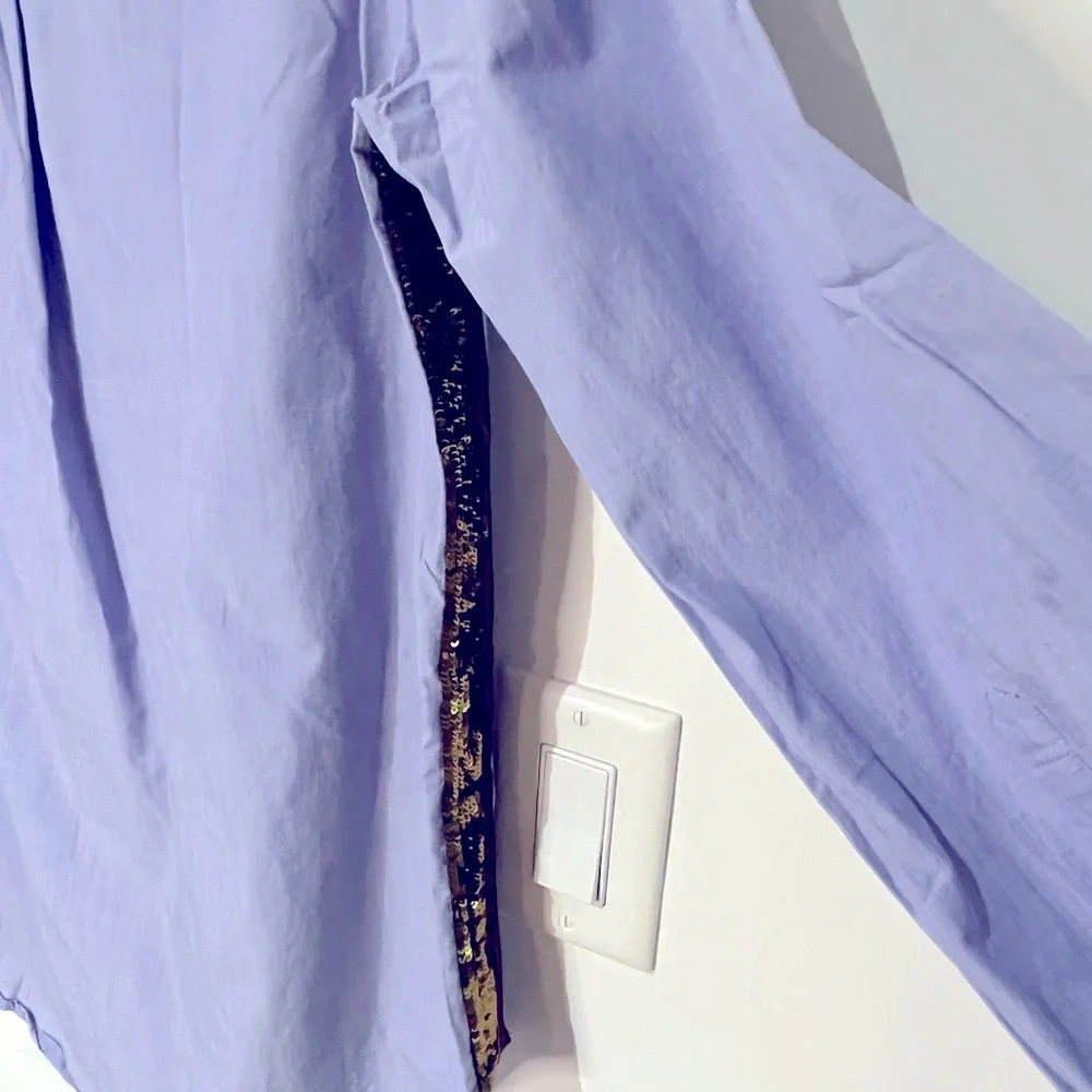 J.Crew Sequin side-stripe shirt in blue cotton